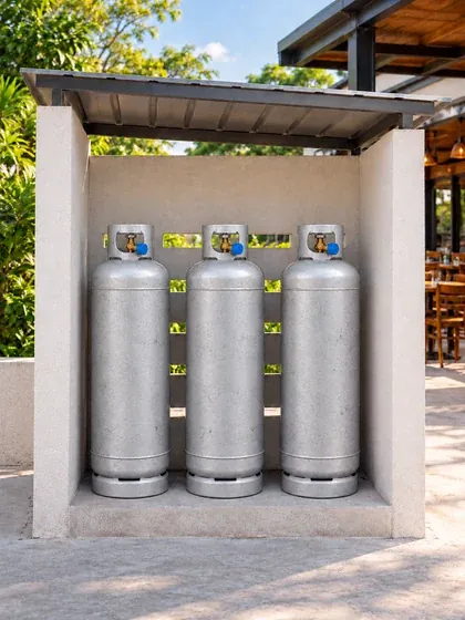 Abrigo externo ventilado com cilindros de gás P45 em pé
