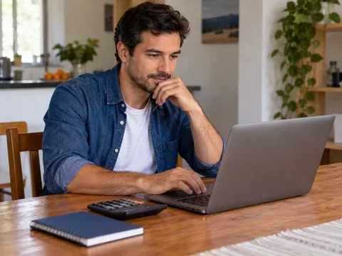 Pessoa consultando informações sobre despesas com gás em um computador